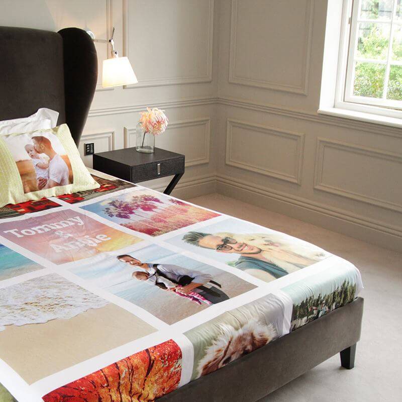 Personalized Photo Bed Sheet with Pillow Cover Set